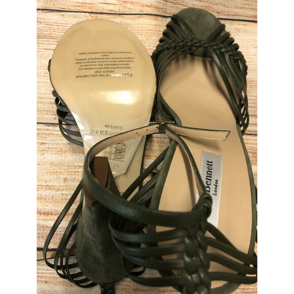 L.K. Bennett Lilybell Olive Green Suede Strappy Shoe Size 40.5 US 9.5 NWOB - Picture 6 of 7